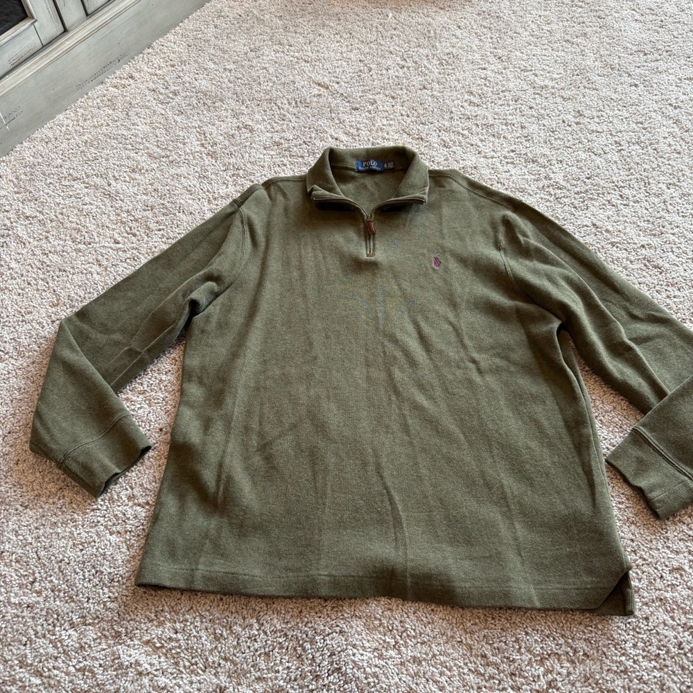Polo Ralph Lauren Olive Green Quarter-Zip Sweater Size XL